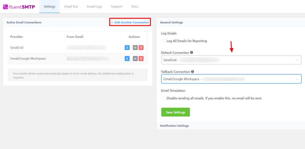 Available Email Service Connections